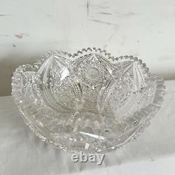 Vintage Cut Crystal Sawtooth Edge Bowl