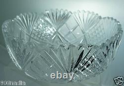 Vintage Cut Glass Crystal Bowl Starburst Pineapple Pattern American Brilliant