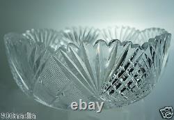 Vintage Cut Glass Crystal Bowl Starburst Pineapple Pattern American Brilliant