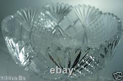 Vintage Cut Glass Crystal Bowl Starburst Pineapple Pattern American Brilliant