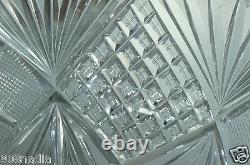 Vintage Cut Glass Crystal Bowl Starburst Pineapple Pattern American Brilliant