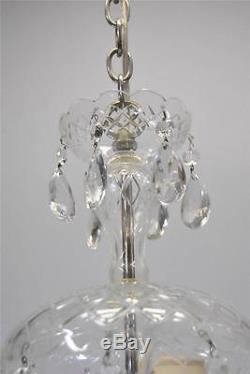 Vintage Cut Glass & Crystal Chandelier With Five Arms