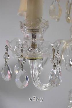 Vintage Cut Glass & Crystal Chandelier With Five Arms