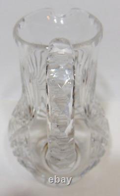 Vintage Cut Glass Crystal Water Pitcher Original Ornate Stars Design Diamond 7.5