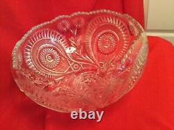 Vintage Cut Glass Punch Bowl And Tray L. E. Smith