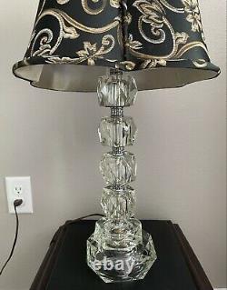 Vintage Cut Glass Stacked Cube Crystal Table Lamp