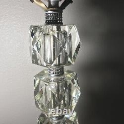 Vintage Cut Glass Stacked Cube Crystal Table Lamp