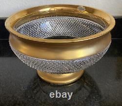 Vintage Cut Led Crystal Heavy Punch Bowl Gold Trim Made in Czechoslovakia