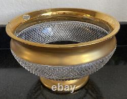 Vintage Cut Led Crystal Heavy Punch Bowl Gold Trim Made in Czechoslovakia