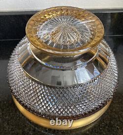 Vintage Cut Led Crystal Heavy Punch Bowl Gold Trim Made in Czechoslovakia