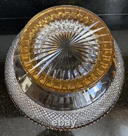 Vintage Cut Led Crystal Heavy Punch Bowl Gold Trim Made in Czechoslovakia