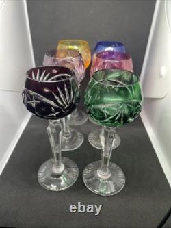 Vintage Cut To Clear Bohemian Crystal Cordial Glasses
