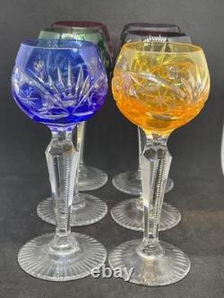 Vintage Cut To Clear Bohemian Crystal Cordial Glasses