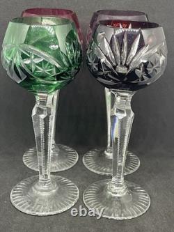 Vintage Cut To Clear Bohemian Crystal Cordial Glasses