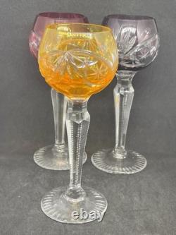 Vintage Cut To Clear Bohemian Crystal Cordial Glasses