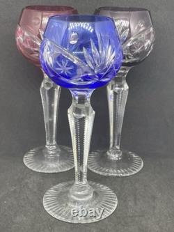 Vintage Cut To Clear Bohemian Crystal Cordial Glasses