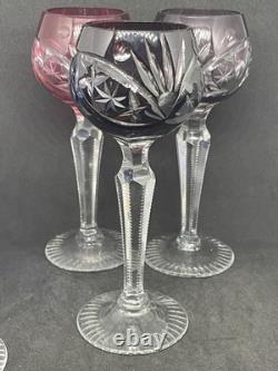 Vintage Cut To Clear Bohemian Crystal Cordial Glasses