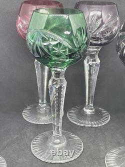 Vintage Cut To Clear Bohemian Crystal Cordial Glasses