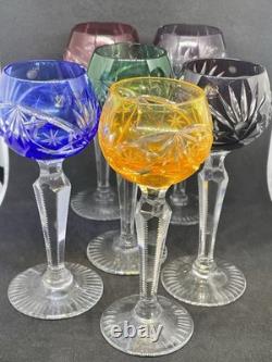 Vintage Cut To Clear Bohemian Crystal Cordial Glasses