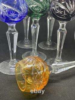 Vintage Cut To Clear Bohemian Crystal Cordial Glasses