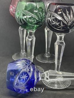 Vintage Cut To Clear Bohemian Crystal Cordial Glasses