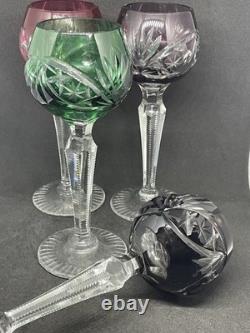 Vintage Cut To Clear Bohemian Crystal Cordial Glasses