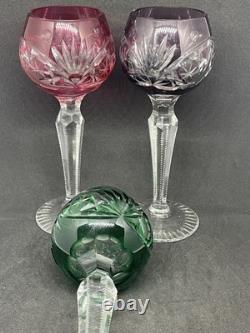 Vintage Cut To Clear Bohemian Crystal Cordial Glasses