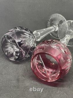 Vintage Cut To Clear Bohemian Crystal Cordial Glasses
