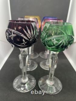 Vintage Cut To Clear Bohemian Crystal Cordial Glasses