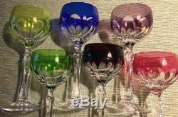 Vintage Cut To Clear Wine Glasses Hocks Stems Multi Color Set Of 6 Nachtmann