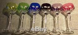 Vintage Cut To Clear Wine Glasses Hocks Stems Multi Color Set Of 6 Nachtmann