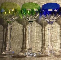 Vintage Cut To Clear Wine Glasses Hocks Stems Multi Color Set Of 6 Nachtmann