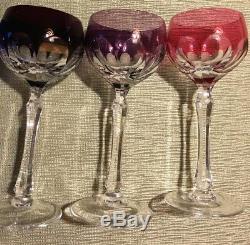 Vintage Cut To Clear Wine Glasses Hocks Stems Multi Color Set Of 6 Nachtmann