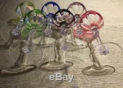 Vintage Cut To Clear Wine Glasses Hocks Stems Multi Color Set Of 6 Nachtmann