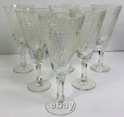 Vintage Czech Bohemian Eastern European Cut Crystal Stemware Glass Set of 6