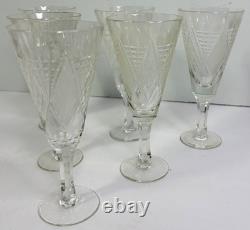 Vintage Czech Bohemian Eastern European Cut Crystal Stemware Glass Set of 6