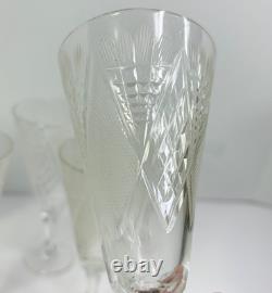 Vintage Czech Bohemian Eastern European Cut Crystal Stemware Glass Set of 6