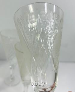 Vintage Czech Bohemian Eastern European Cut Crystal Stemware Glass Set of 6