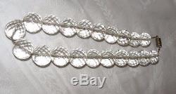 Vintage Czech Crystal Cut Glass Large Ball Faceted Beads Necklace Metal Chain