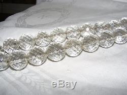 Vintage Czech Crystal Cut Glass Large Ball Faceted Beads Necklace Metal Chain