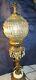 Vintage Double Cherub Putti Lamp Cut Glass Globe Hanging Crystals Prism