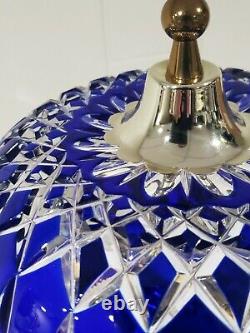Vintage Dresden Cobalt Blue Cut to Clear Glass Electric 16 Table Lamp
