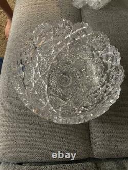 Vintage Early American Brilliant Cut Crystal/ Glass 7 ROUND BOWL- Heavy