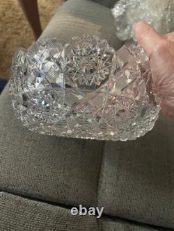 Vintage Early American Brilliant Cut Crystal/ Glass 7 ROUND BOWL- Heavy