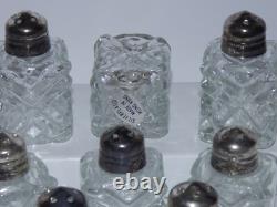 Vintage Faceted Brilliant Cut Glass ANTIQUE Crystal SALT & PEPPER Shakers 8