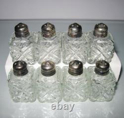 Vintage Faceted Brilliant Cut Glass ANTIQUE Crystal SALT & PEPPER Shakers 8