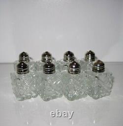 Vintage Faceted Brilliant Cut Glass ANTIQUE Crystal SALT & PEPPER Shakers 8
