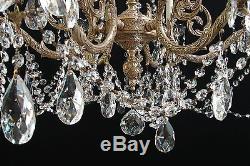 Vintage French Brass Fiery Crystals Cut Glass Prisms CHANDELIER Large Exquisite