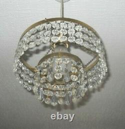 Vintage French Country 2 Tier Waterfall Cut Glass Crystal Ceiling Chandelier