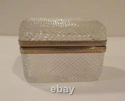 Vintage French Cut Crystal 3-Pc Smoker's Set Cigarette Box, Lighter & Ashtray